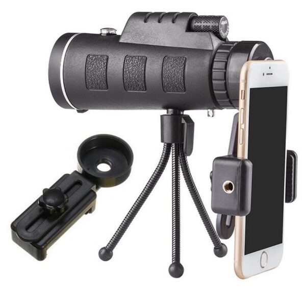 Compatible with Apple, Monocular Telescope Zoom Scope with Compass Phone Clip Tripod - Image 3