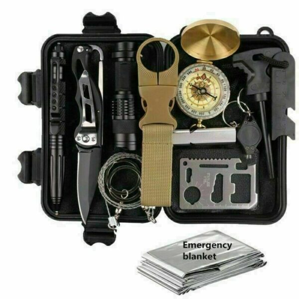 14-In-1 Outdoor Emergency Survival Kit Camping Hiking Tactical Gear Case Set Box - Image 2