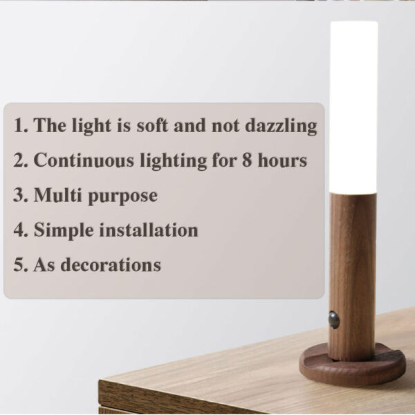 Auto LED USB Magnetic Wood Wireless Night Light Corridors Porch Lights PIR Motion Sensor Wall Light Cabinet Lamp - Image 5